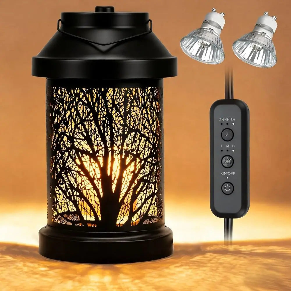 Vintage Candle Warmer Lantern with Timer & Dimming Function, Electric
