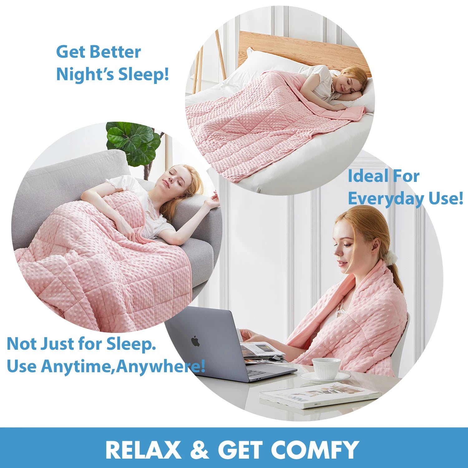 Breathable Soft Weighted Throw Blanket with Glass Beads