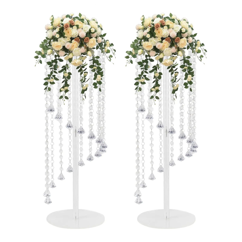 Centerpieces Clear Flower Acrylic- 2 Pcs 23.6 inch Tall Crystal Flower Stand