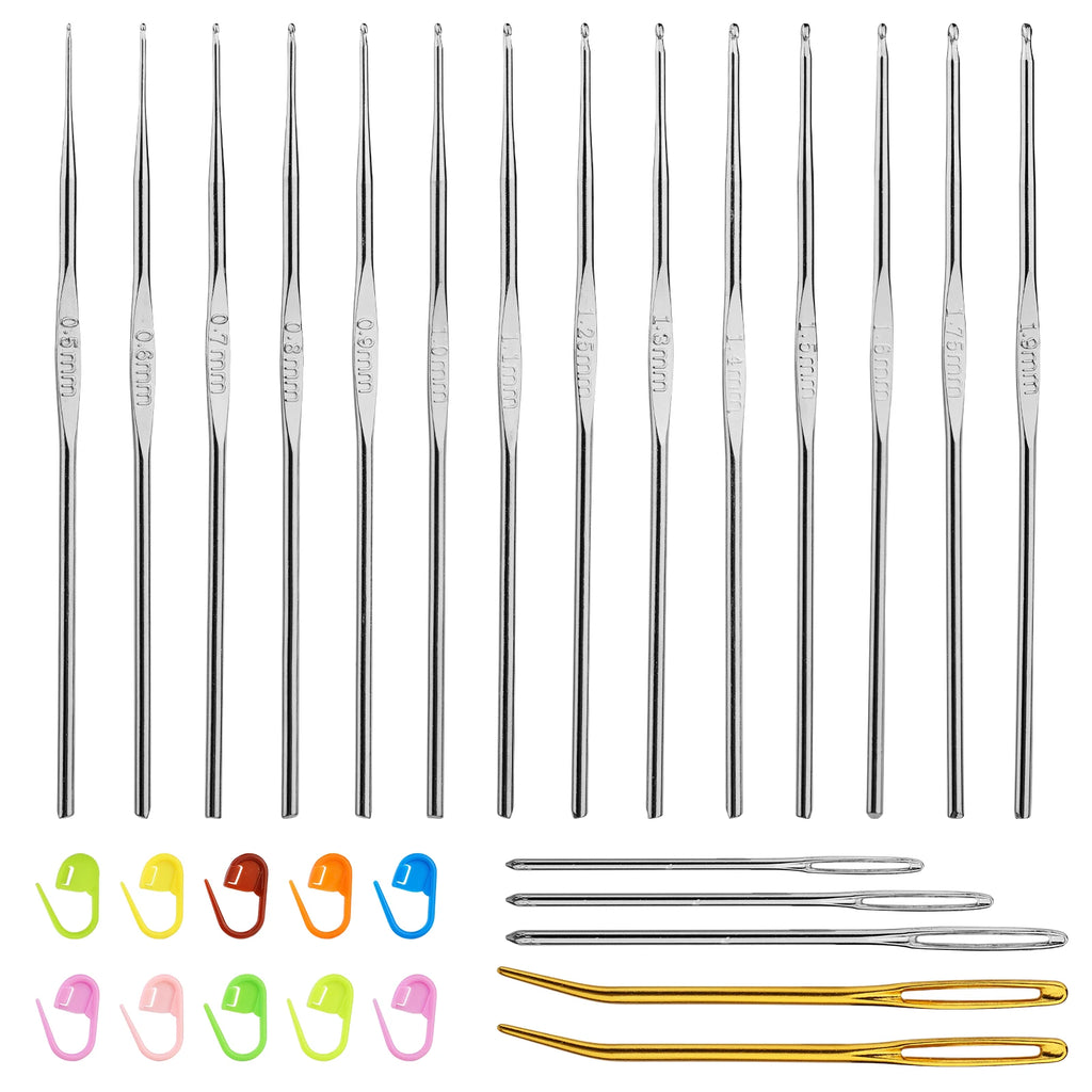 KRABALL Crochet Knitting Hooks Set with Big Eye Yarn Needles and Stitch Markers Clip Knit Tool Kit Accessories for Beginners