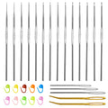 KRABALL Crochet Knitting Hooks Set with Big Eye Yarn Needles and Stitch Markers Clip Knit Tool Kit Accessories for Beginners