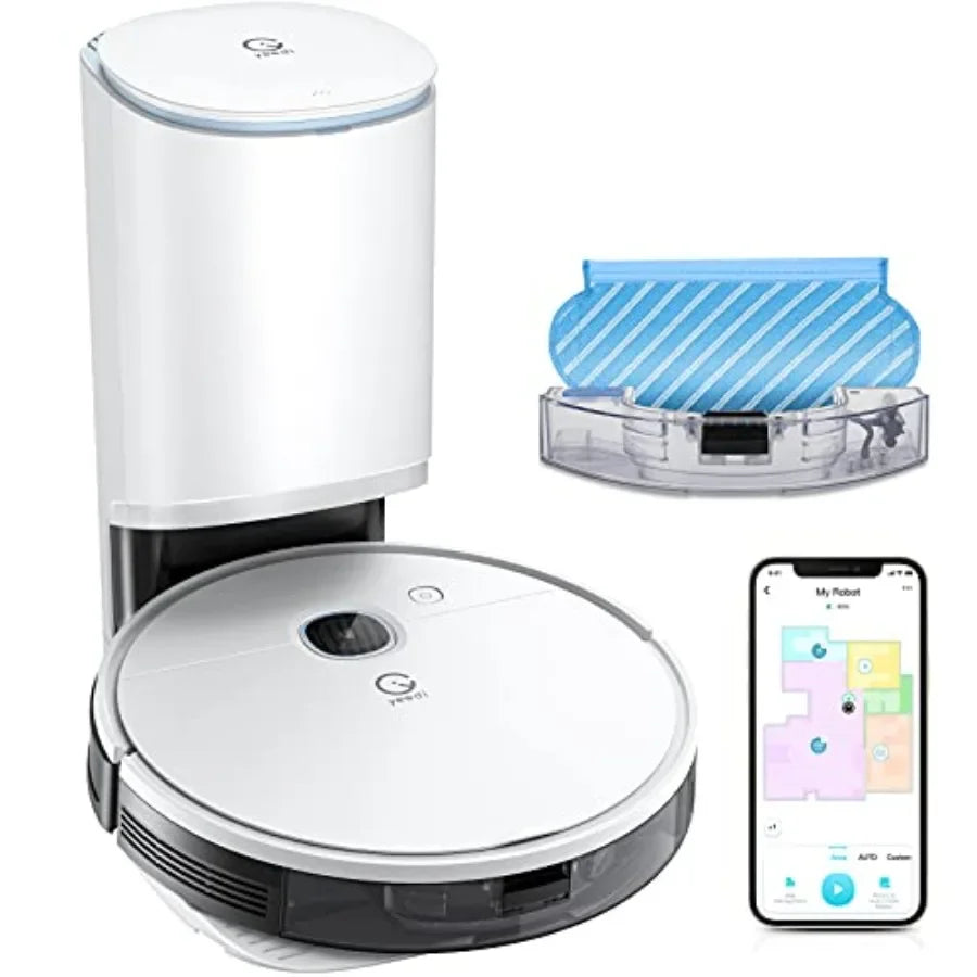 Vac Station Robot Vacuum and Mop for Home Use Plastic, Self-Emptying 3-in-1 Cleaner with 200-Min Runtime, 3000Pa Suction,