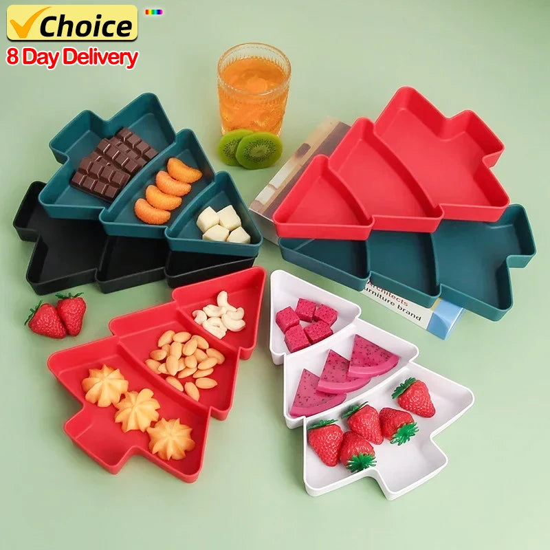 5PCS Christmas Tree Serving Tray Plastic