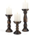 Farmhouse Pillar Rustic Wooden Candle Holders 3 PC 12'' 9'' 6'' Vi