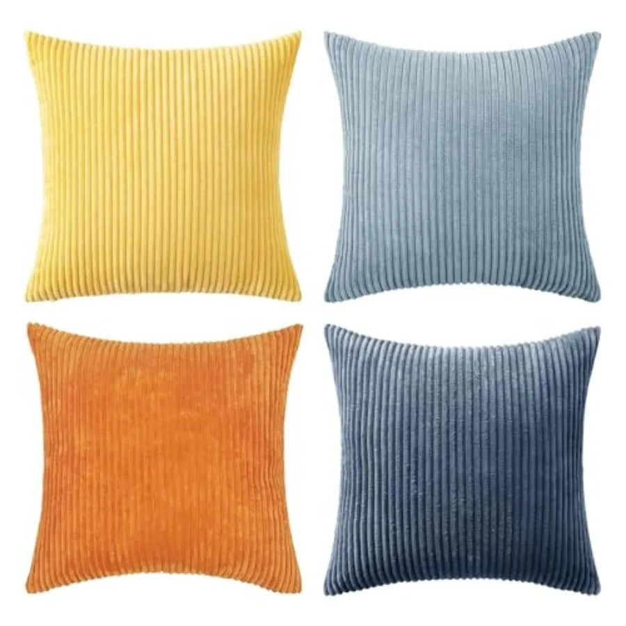 Boho Farmhouse Throw Pillow Covers 18x18 Inch Set of 4 Modern Nordic Cushion Covers Soft Corduroy