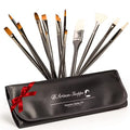 Professional Paint Brushes Set Oil, Acrylic , Watercolor, Gouache. 15pc Travel Bag