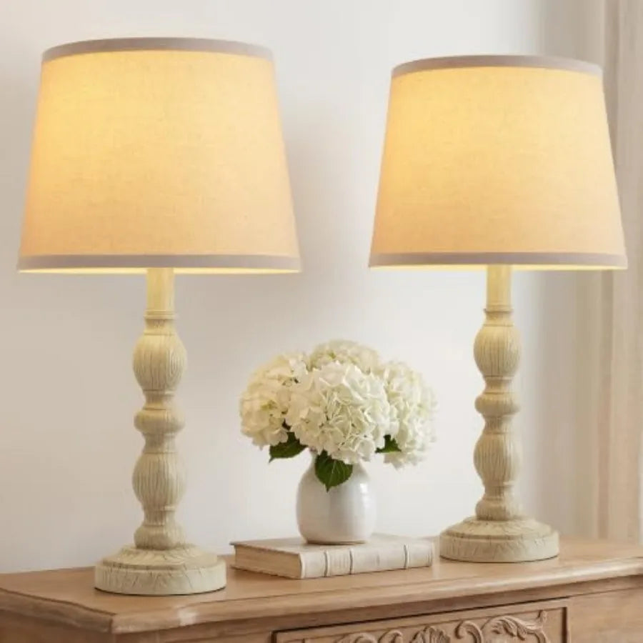 Table Lamps Set of 2, 20.5" Rustic Farmhouse  with Linen Shade
