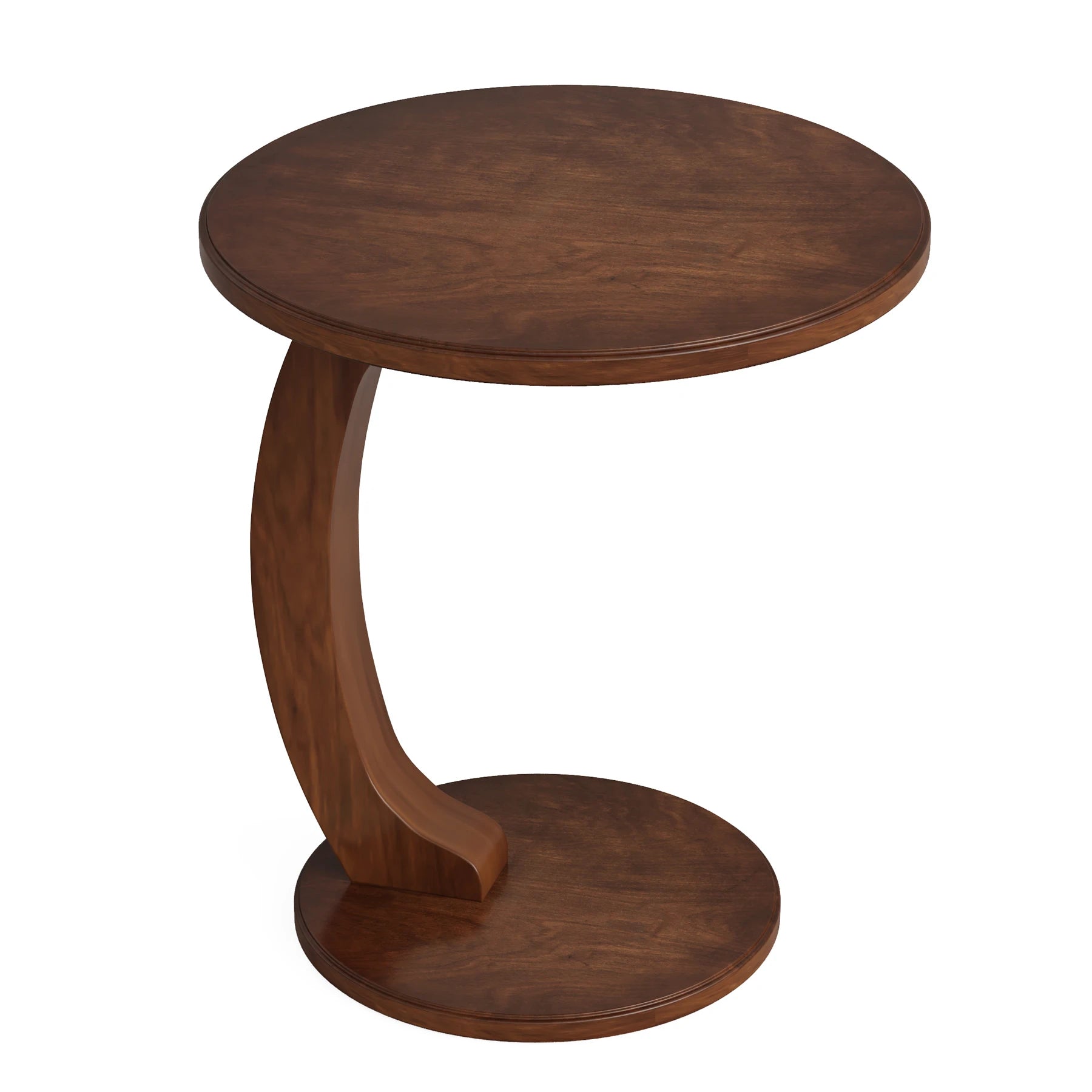 Round End Table, Wood C-Shaped Side Table,rer Mid-Century End Table, Retro Side Table