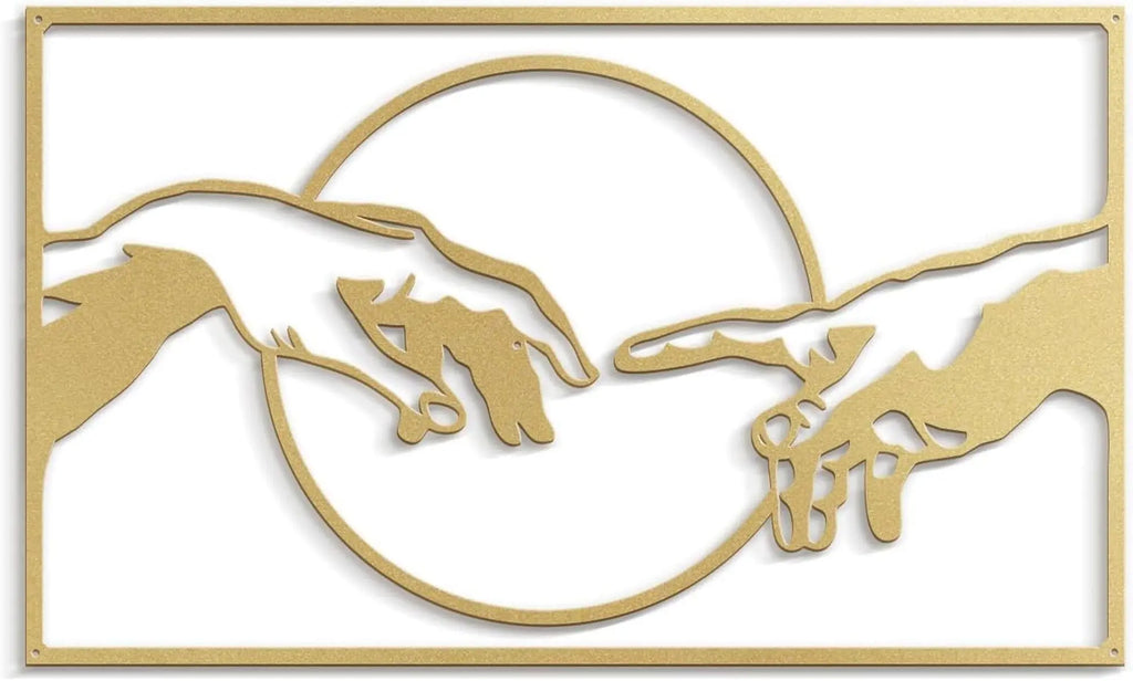 Minimalist Abstract Hands of God Metal Wall Sculpture Gold 45.7cm Modern Wall