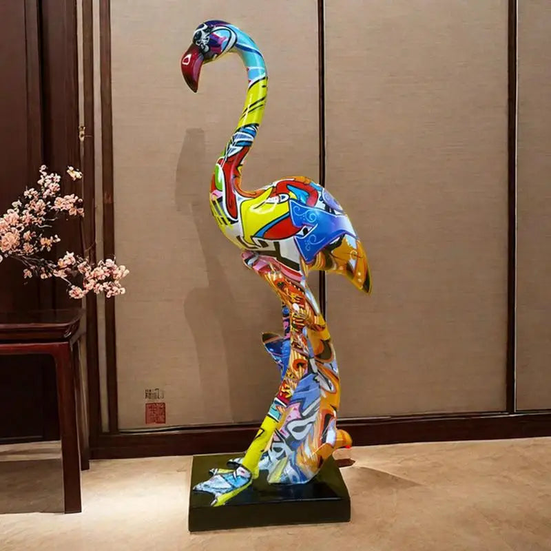 Art Graffiti Creativity Modern Colorful French Flamingo Statue