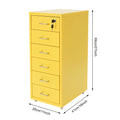 6 Layer File Cabinet Metal Filing Cabinet Yellow Vertical File Cabinet With Lock Wheels Mobile Storage