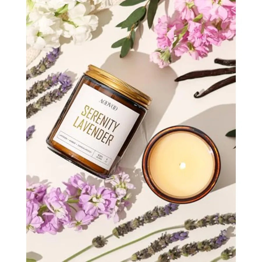 4PC Scented Candle Set, 36 oz Soy Candles Lavender/Vanilla/Eucalyptus/Sage