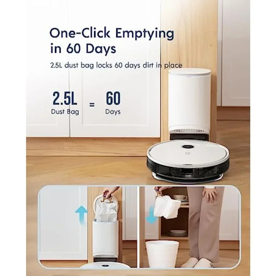 Vac Station Robot Vacuum and Mop for Home Use Plastic, Self-Emptying 3-in-1 Cleaner with 200-Min Runtime, 3000Pa Suction,