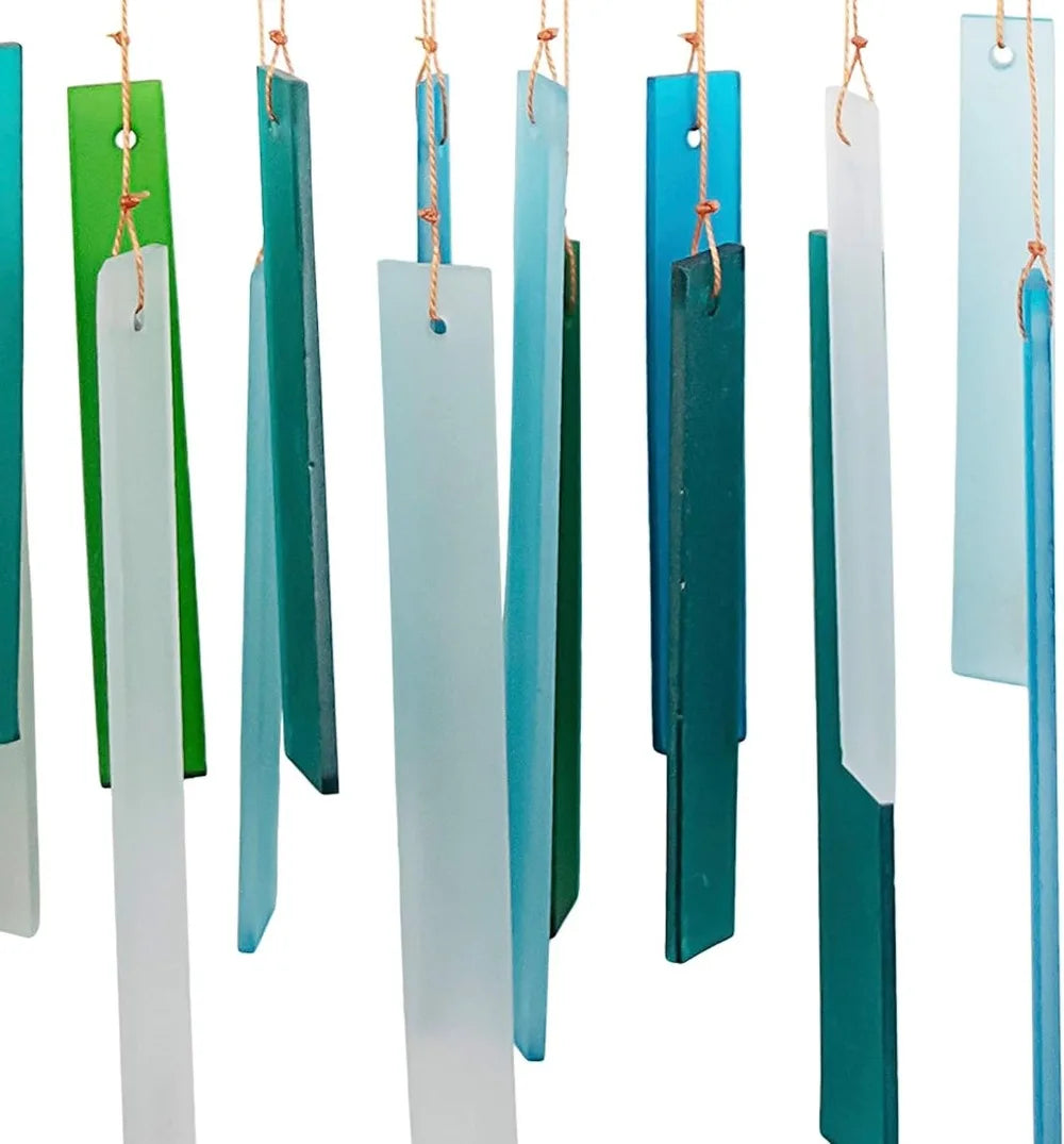 Handcrafted Sandblasted Sea Glass & Driftwood Wind Chimes