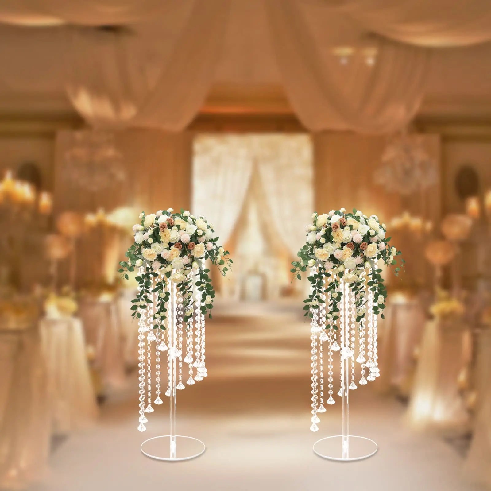 Centerpieces Clear Flower Acrylic- 2 Pcs 23.6 inch Tall Crystal Flower Stand