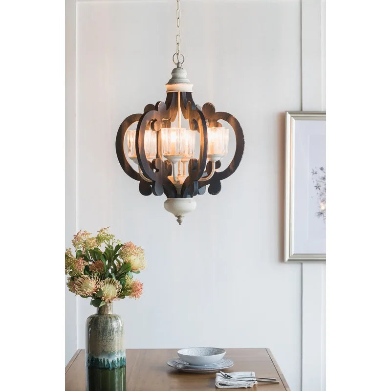Natural Wood Chandelier Pendant Light for Kitchen Living Dining Room, Farmhouse Style, Bulb Not Included