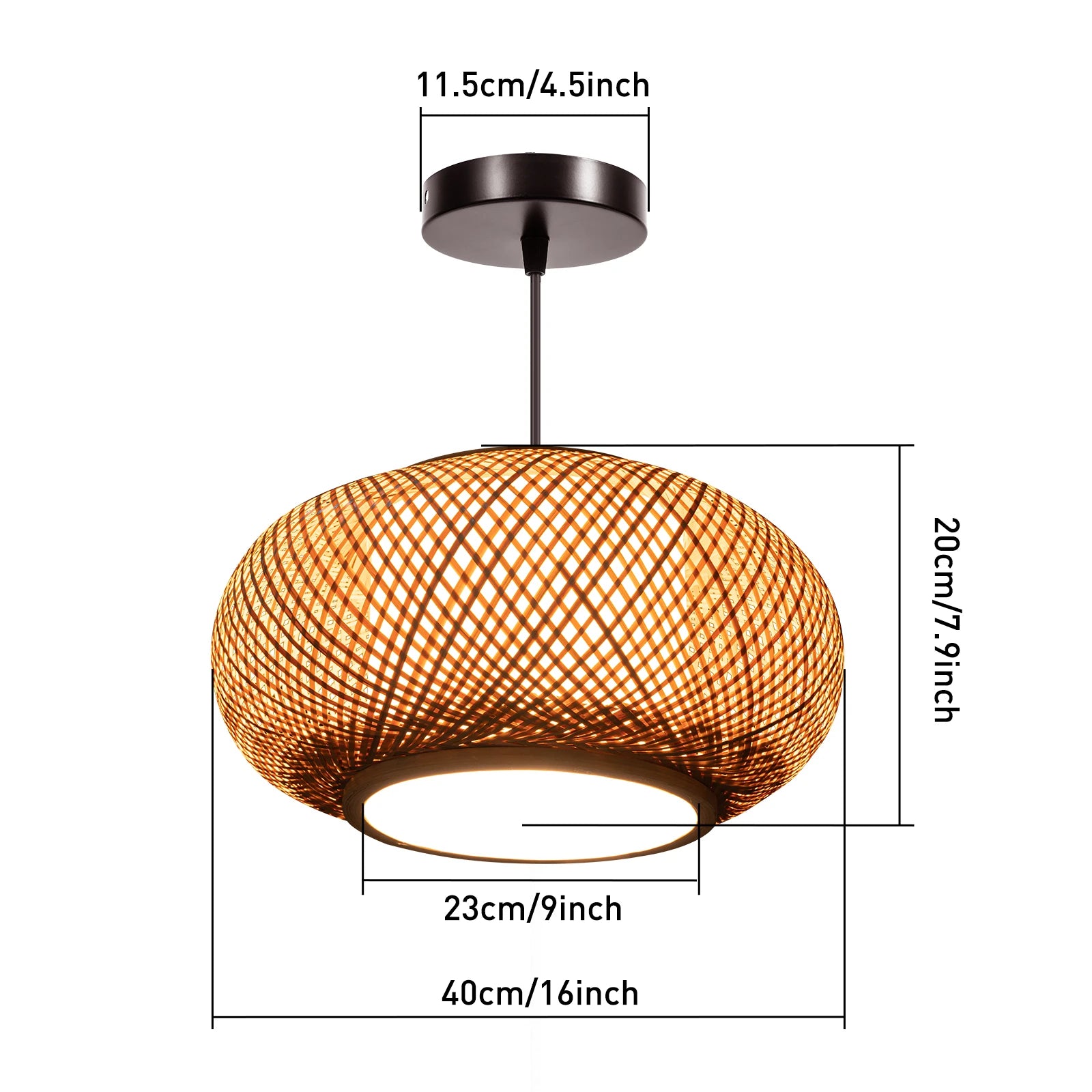 Boho Bamboo Rattan Pendant Light - Hand-Woven Wicker Chandelier