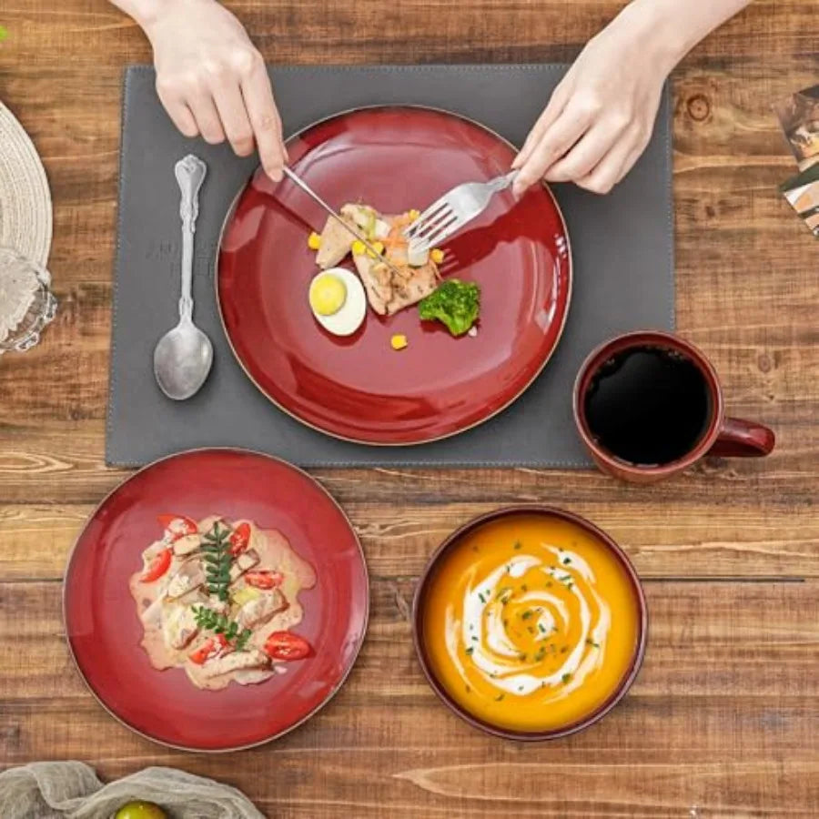 12-Piece Ceramic Dinnerware Set Dinner Plates Salad Plates and Cereal Bowls Dish Set for 4 Microwave Oven and Dishwasher Safe