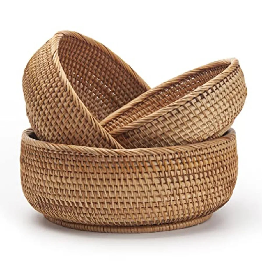 Natural Rattan Woven Stackable Baskets for Storage
