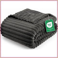 Striped Fleece Blanket Queen Size, Fluffy & Lightweight Throw for Bed, Sofa - Soft Cozy Home Decor