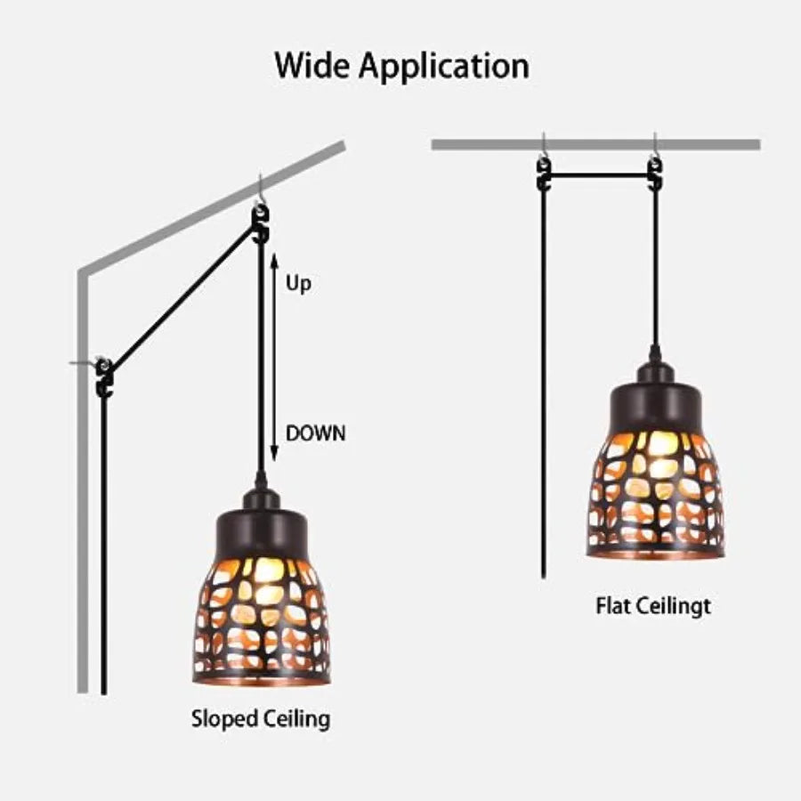 Pendant Light Industrial Vintage  Retro Farmhouse Ceiling Hanging Light Fixture Black Metal Creative Geometric