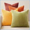 Corduroy Throw Pillow Covers 18x18 Set of 4, Gradient Striped Square Cushion Case for Couch Sofa