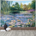 Water Lilies Tapestry Green Floral Wall Art  80x60 Inch
