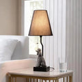 Portable Poodle Table Lamp with USB-C and USB-A Charging Ports, Black Fabric Shade and Dog Figurine Base