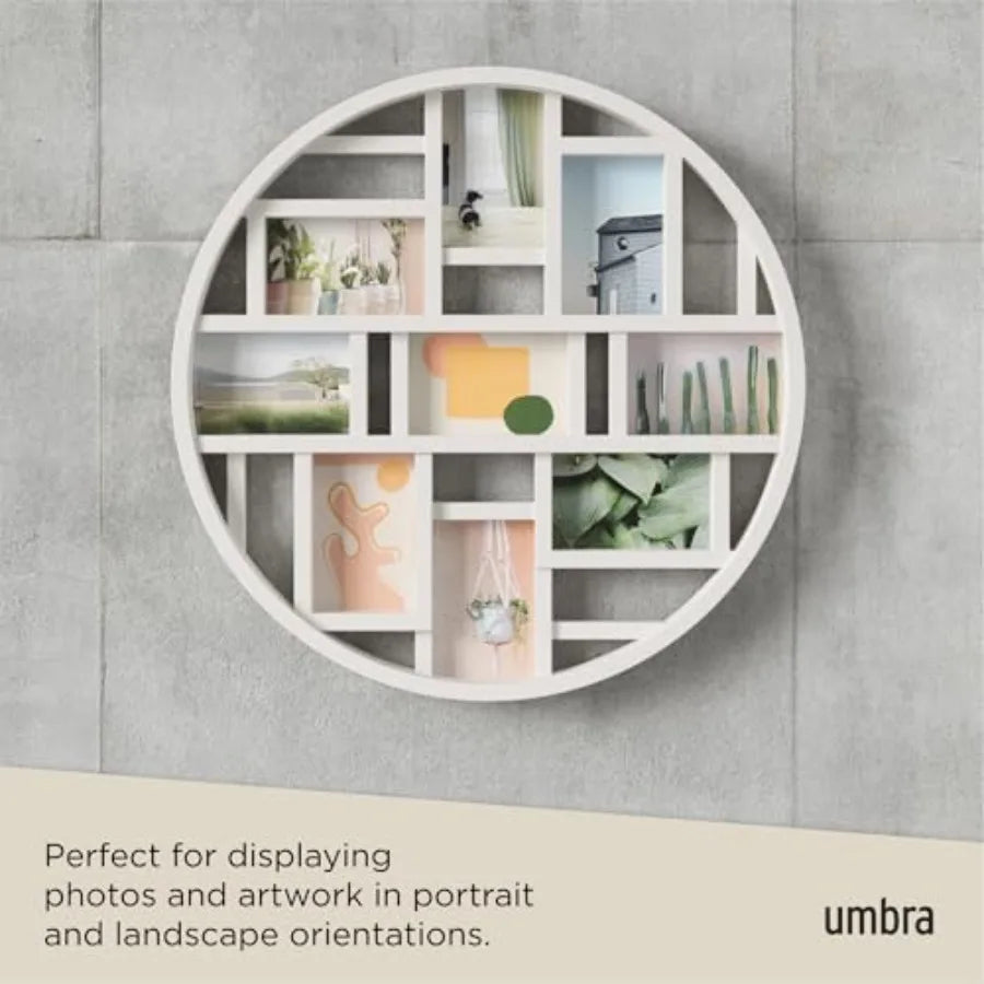 Luna Collage Picture Frame Holds Nine 4x6 Photos Large 22-Inch Diameter