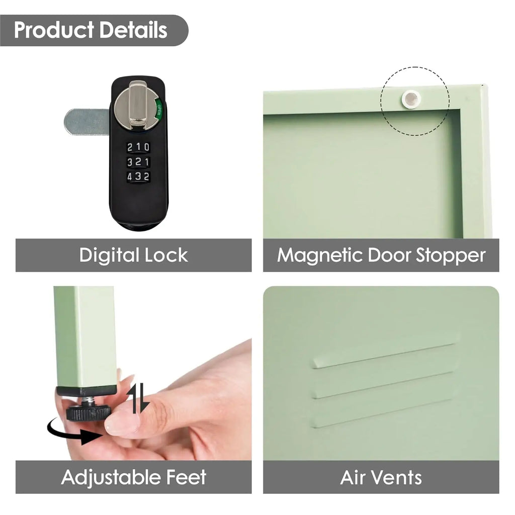 Lockable Metal Storage Cabinet with Removable Shelves