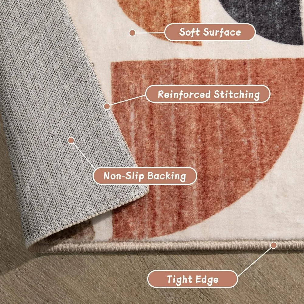 5x7 Area Rugs Washable,Boho Rugs for Living Room Bedroom Dining Room,Large Throw Floor Carpet Non