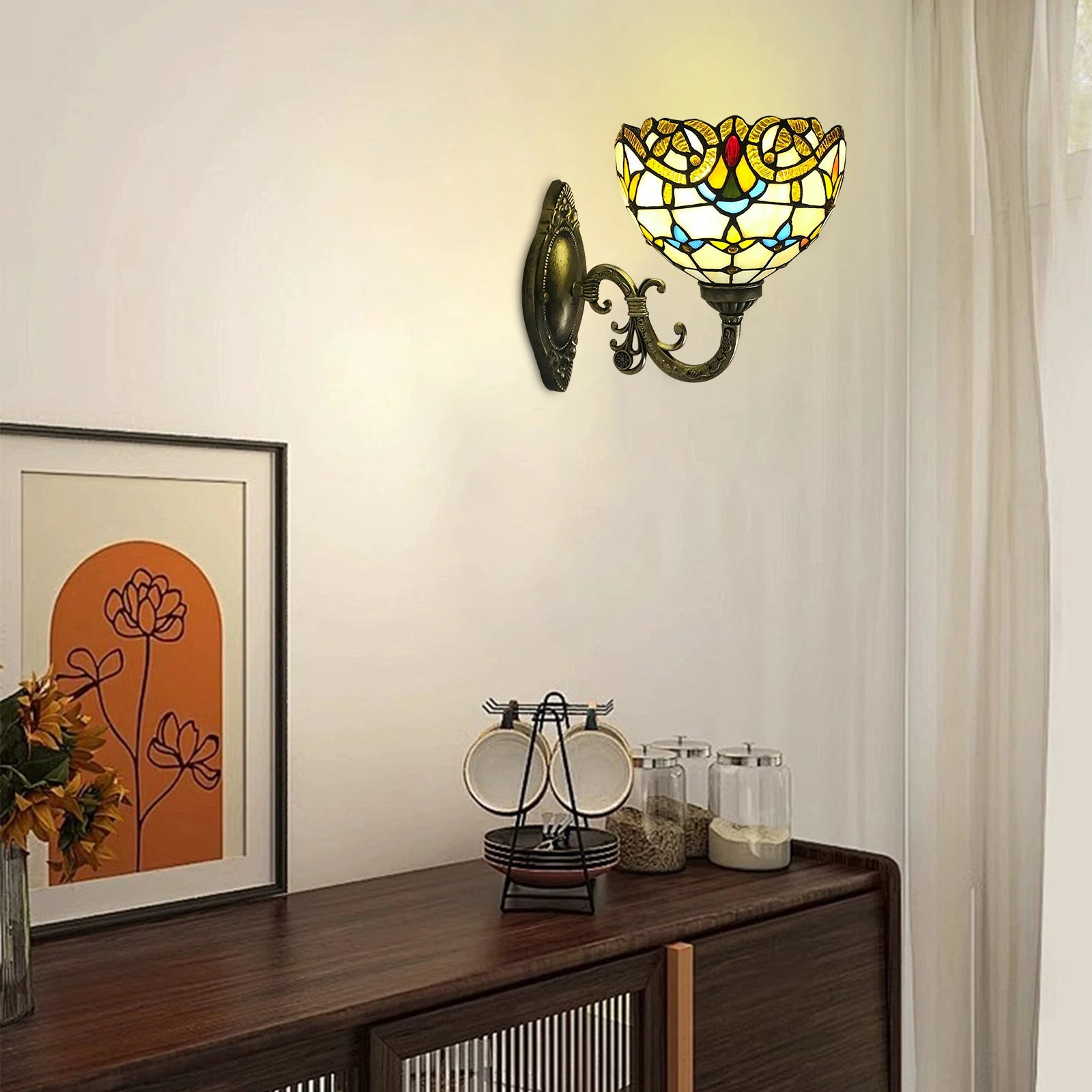 Vintage Tiffany Retro Wall Lamp Indoor Handmade Dome Lamp