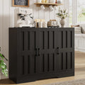 Modern Farmhouse Buffet Cabinet with Storage, 42" Large Sideboard  3 Barn Doors