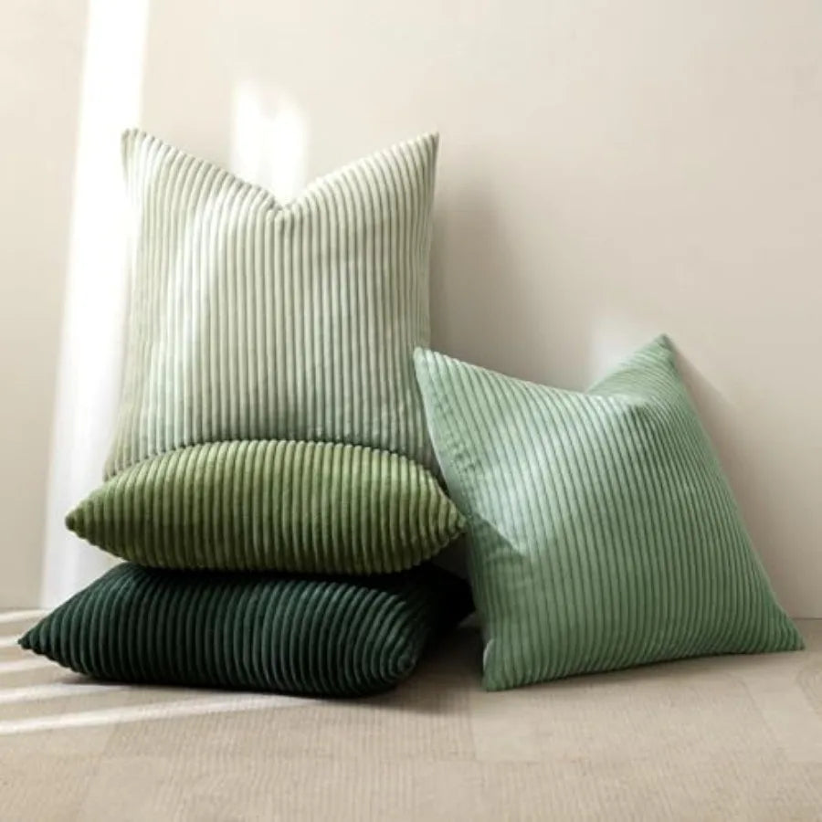 Boho Farmhouse Throw Pillow Covers 18x18 Inch Set of 4 Modern Nordic Cushion Covers Soft Corduroy