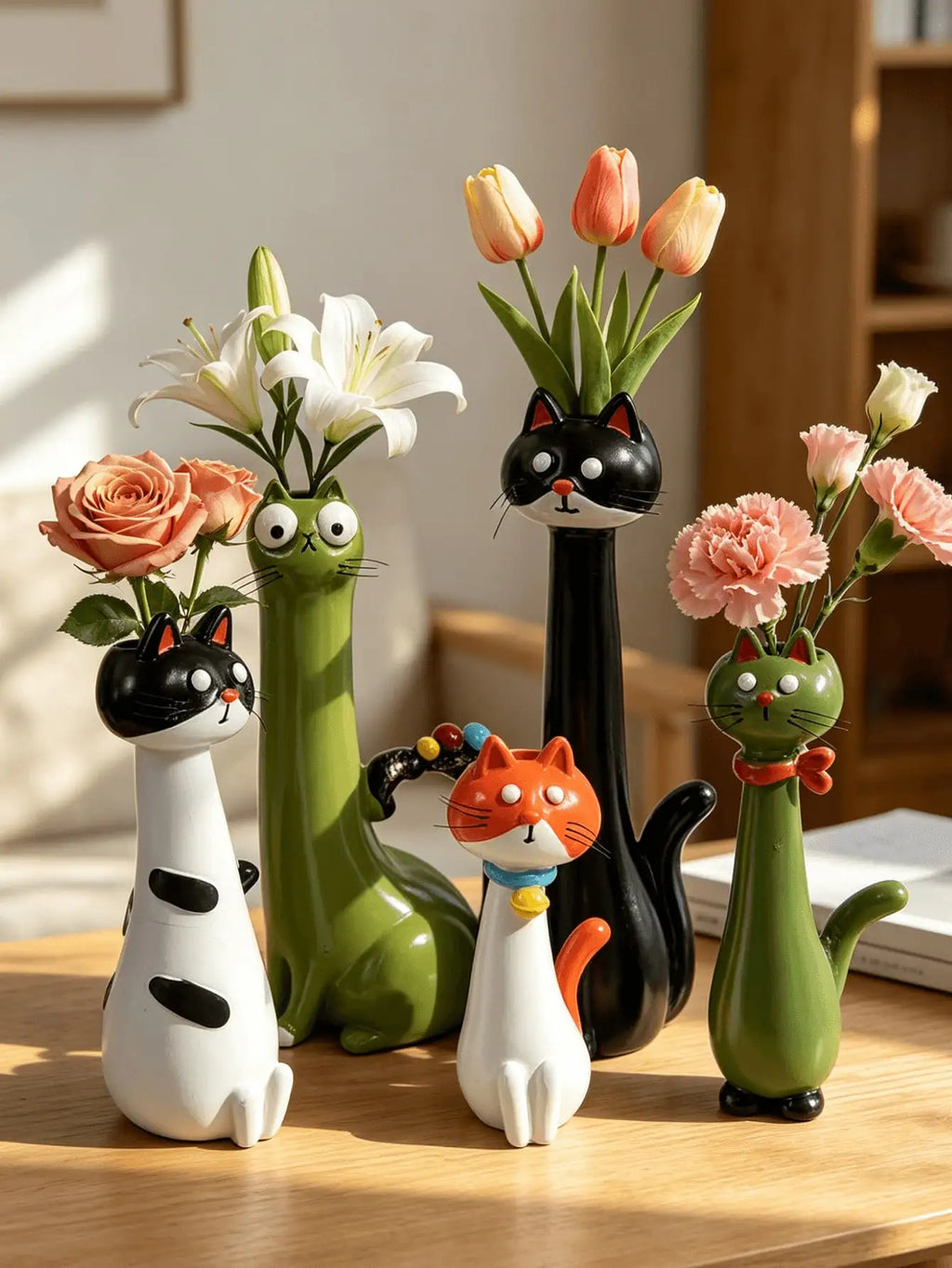 Cartoon Cat Shaped Resin Vase