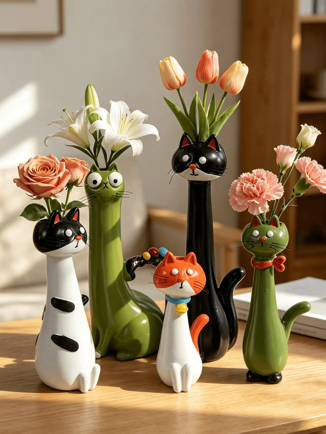 Cartoon Cat Shaped Resin Vase