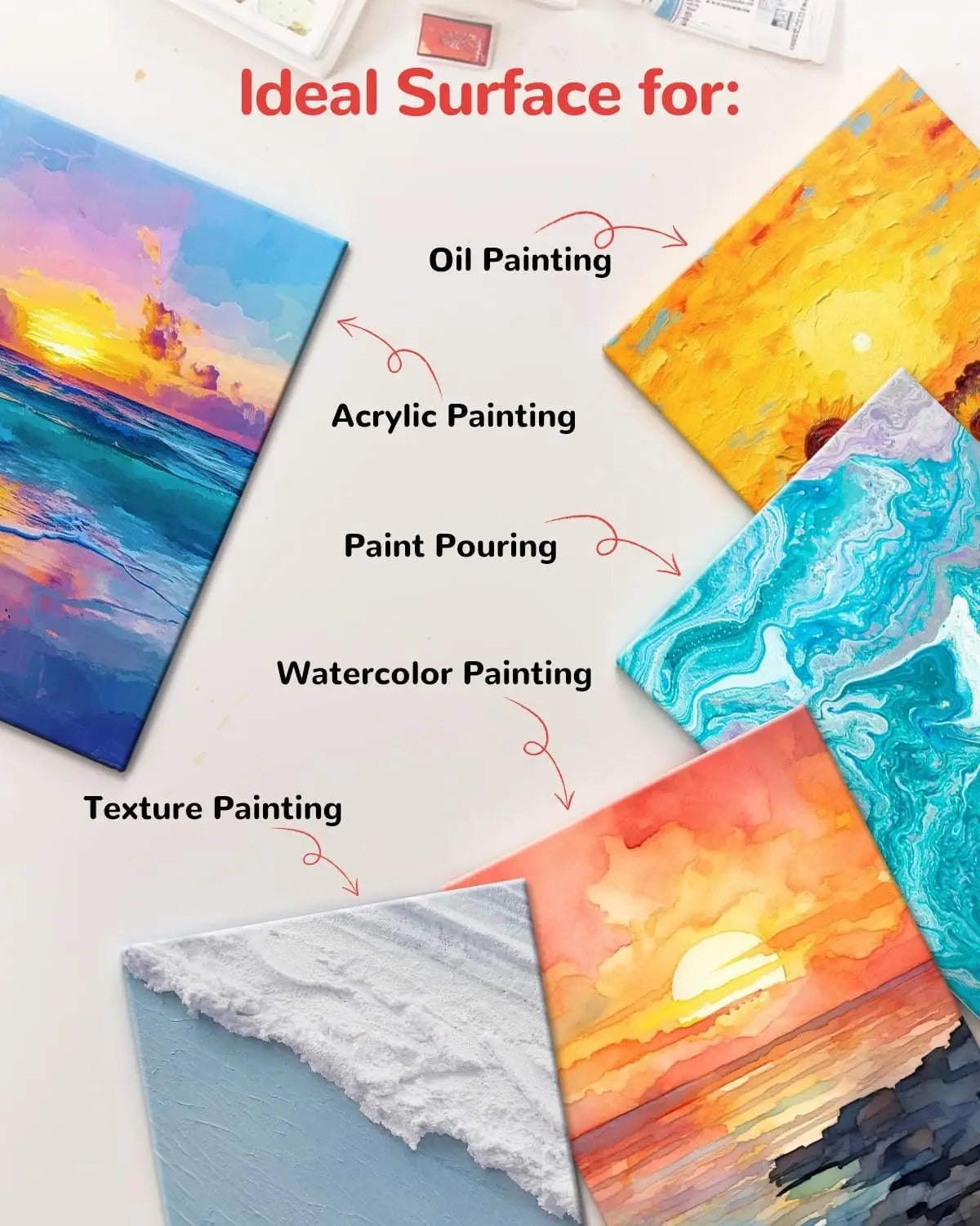 60 Pack 8x10 Canvas Boards for Painting, 100% Cotton  Acrylics, Oil, Watercolor