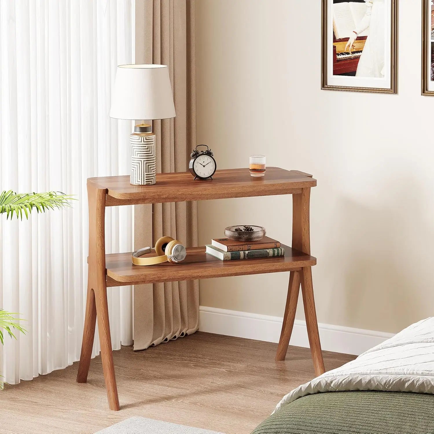2 tier Solid Wood Farmhouse Table