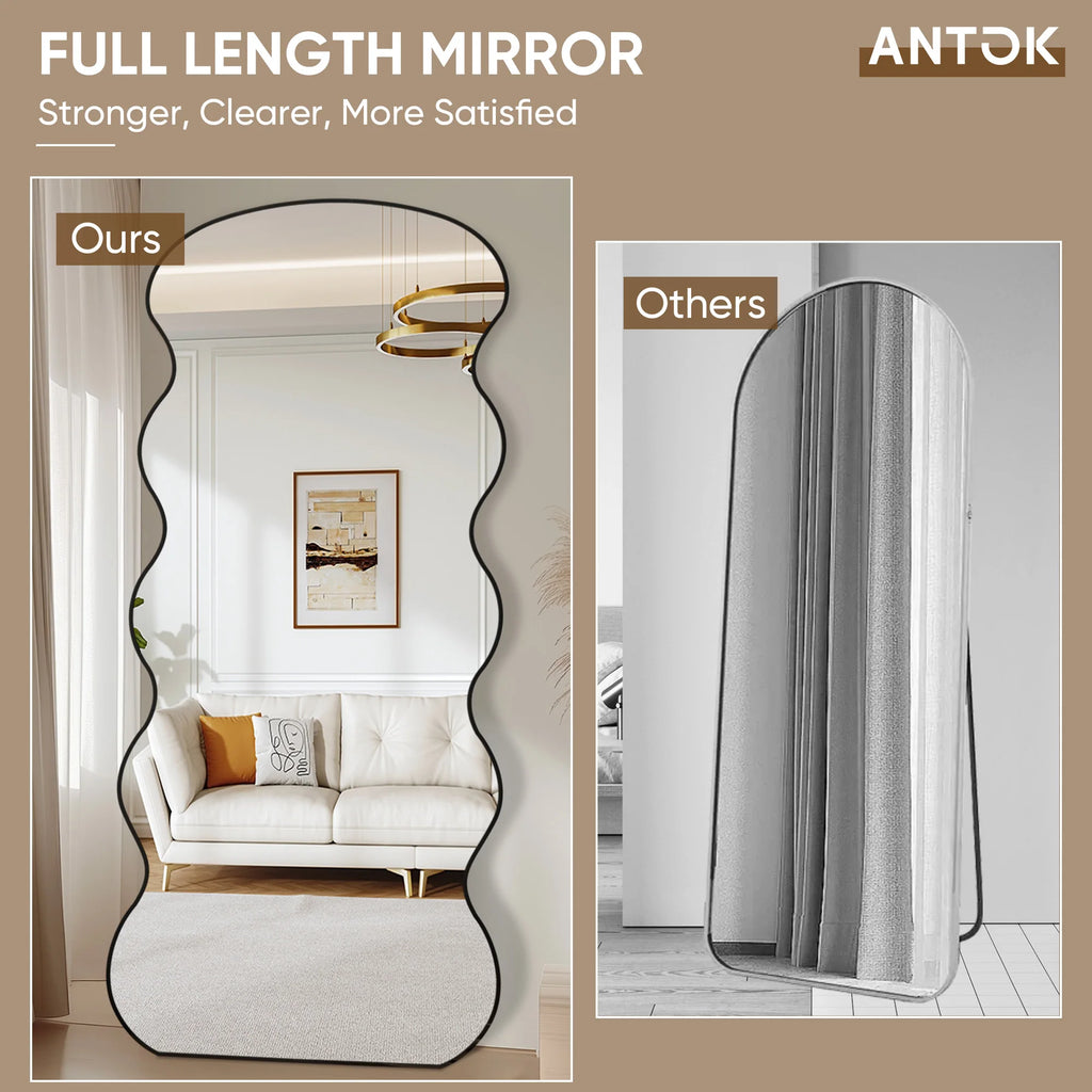 Full Length Mirror, 76"x34" Wavy