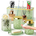 20PCS Glass Vanity set with Shower Curtain and Rugs