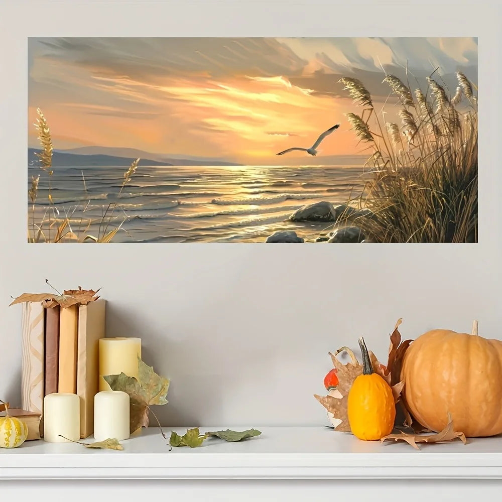 Sunset Beach Art canvas printed ,1.5 inch thick pine solid wood frame