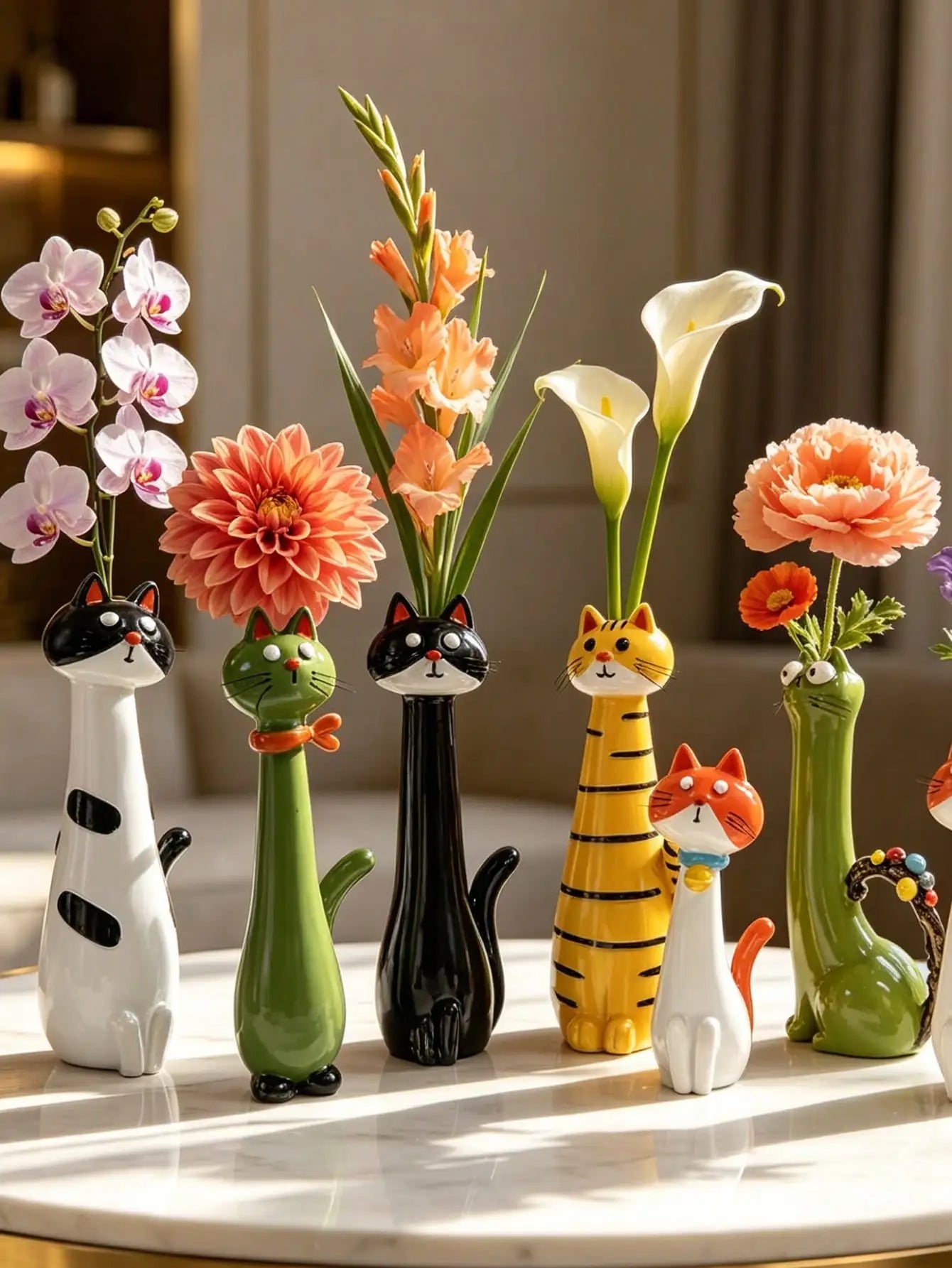 Cartoon Cat Shaped Resin Vase