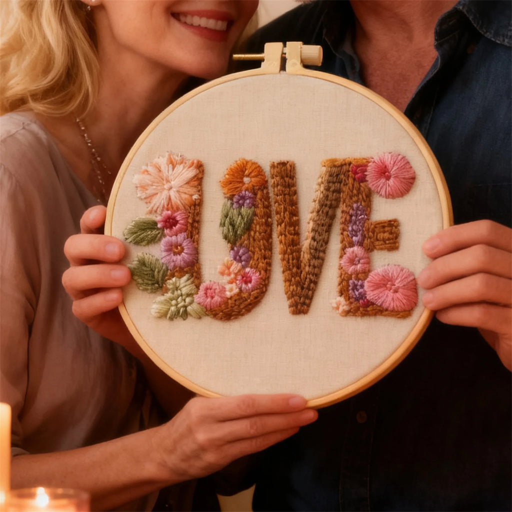 Cross Stitch Kit with Heart Patterns and Embroidery Hoop ALL Levels