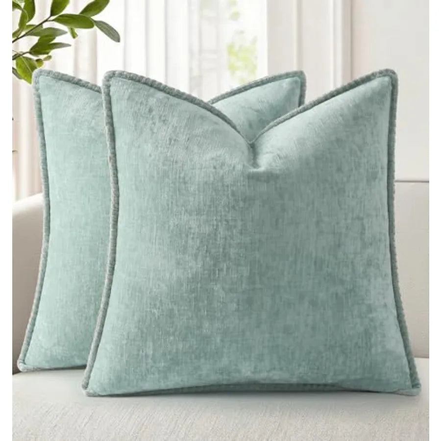Summer Chenille Soft Cozy Throw Pillow Covers 18x18 Set of 2