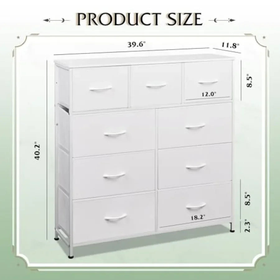 9-Drawer Dresser, Fabric Storage Tower