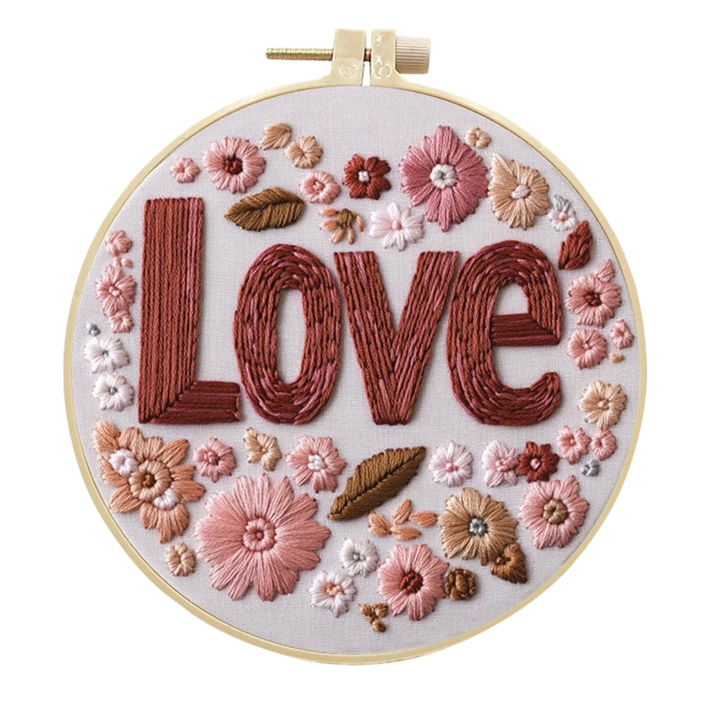 Cross Stitch Kit with Heart Patterns and Embroidery Hoop ALL Levels