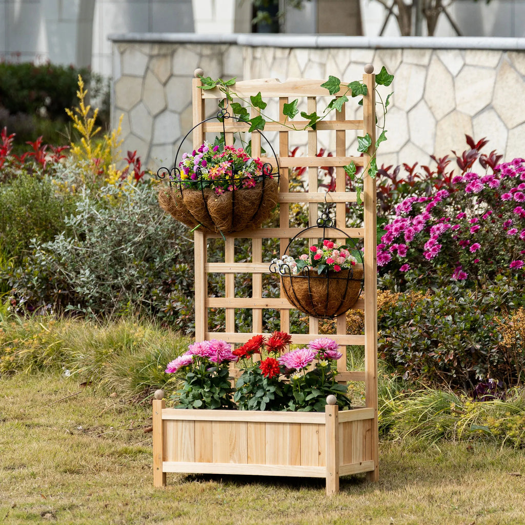 Outdoor 24" x 12" Backyard Plant Bed w/ Strong Wooden Design & Materials