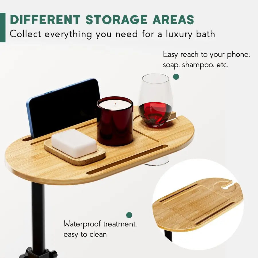 Layer Bath Tub Tray Table, Freestanding Bamboo Caddy for Tub OR Multi-use