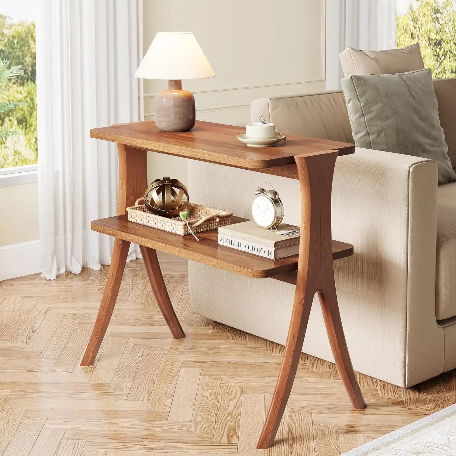 2 tier Solid Wood Farmhouse Table