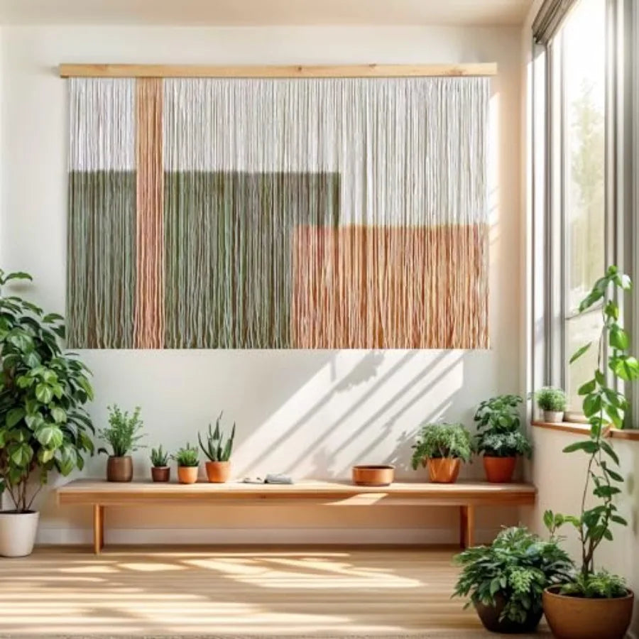 Woven Boho Macrame Tapestry Dip-Dyed Large Modern Handmade Colorful Mountain Landscape